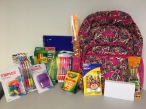 Backpack full of school supplies